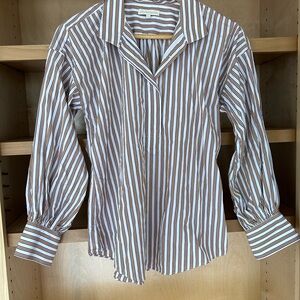 Ann Mashburn button down striped women’s blouse
